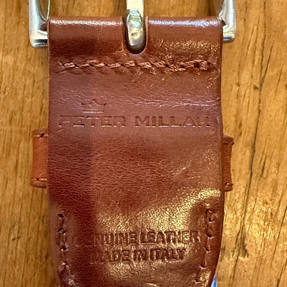 Peter Millar braided cotton/leather belt made in Italy